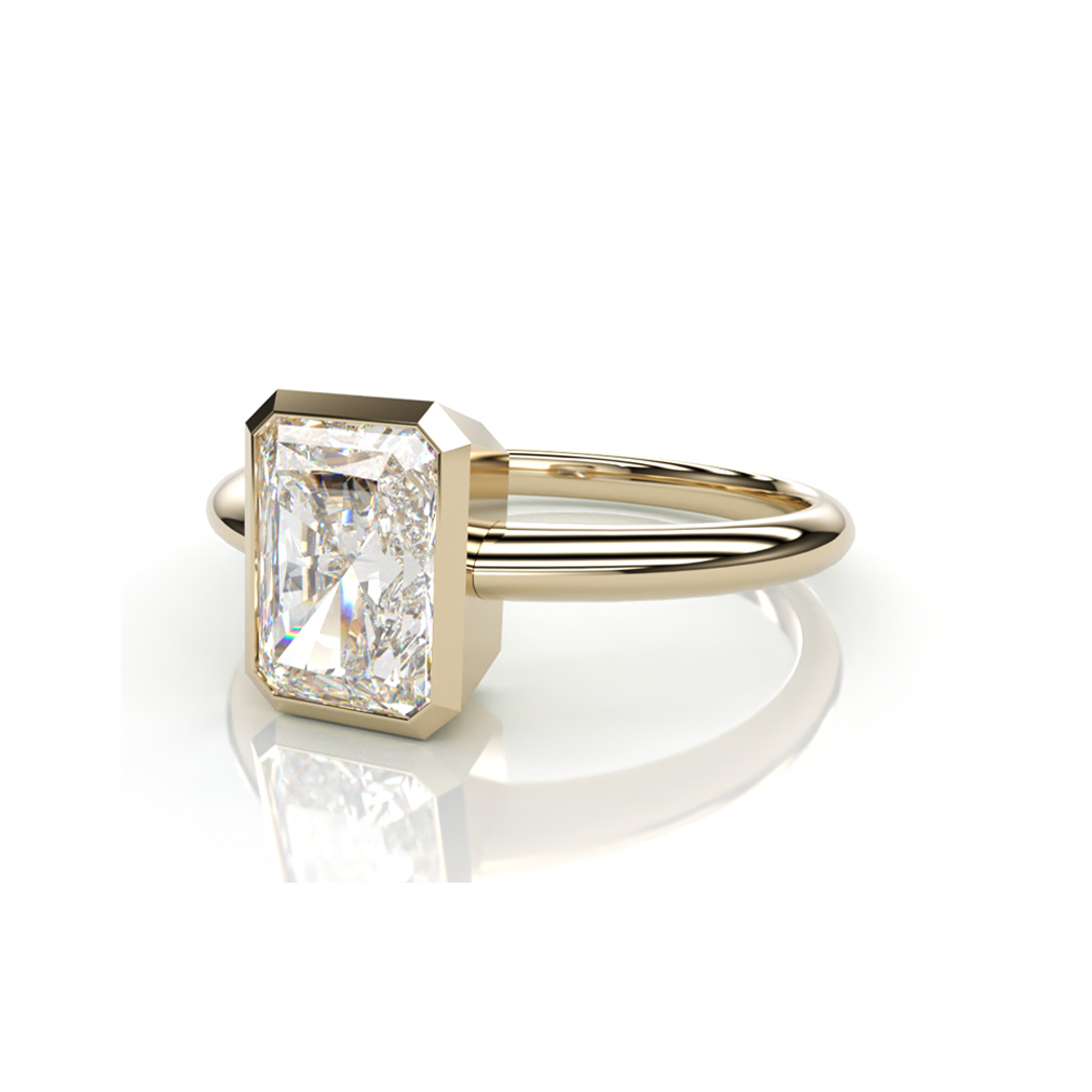 18K Yellow Gold Emerald LAB Diamond Ring