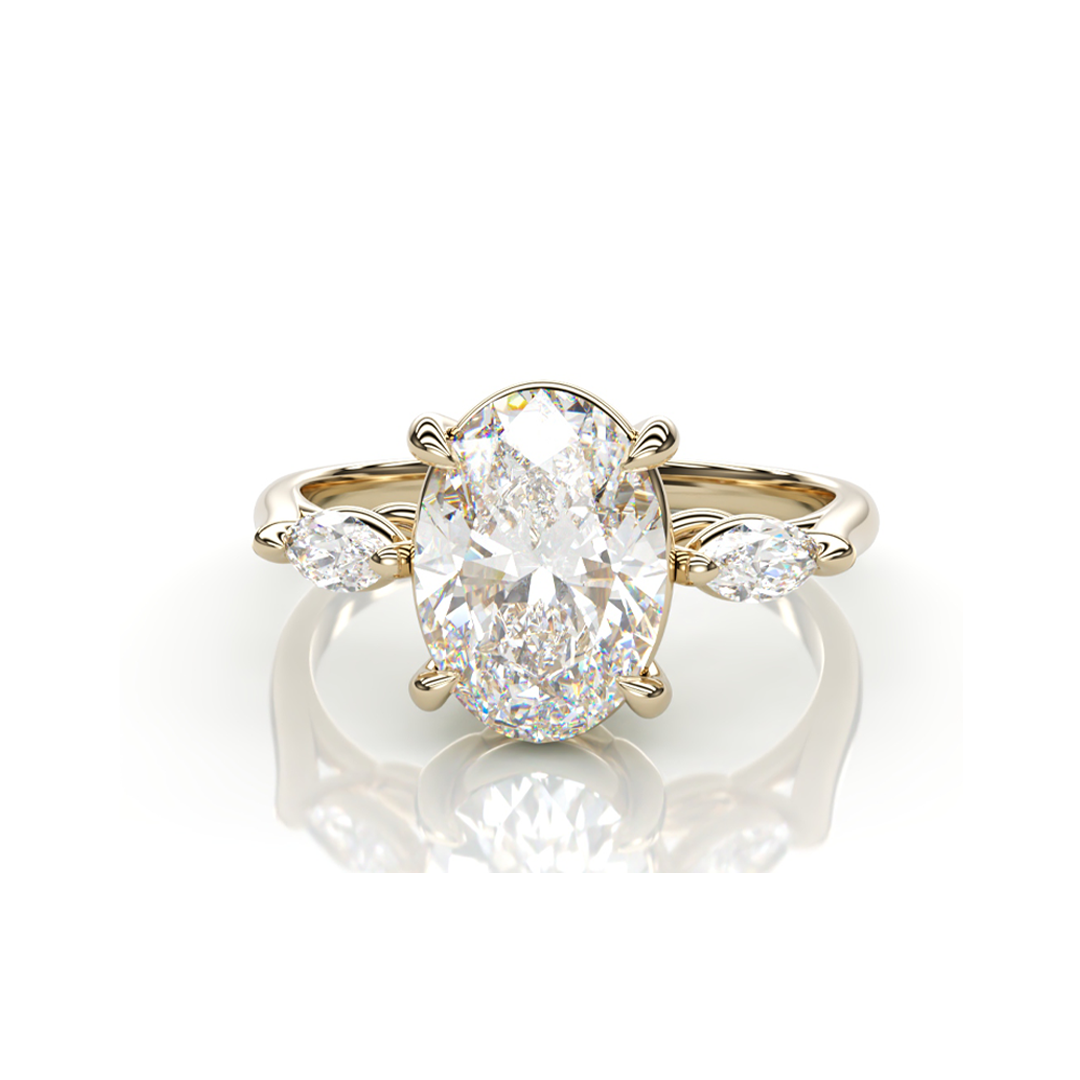 18K Yellow Gold Oval LAB Diamond Ring