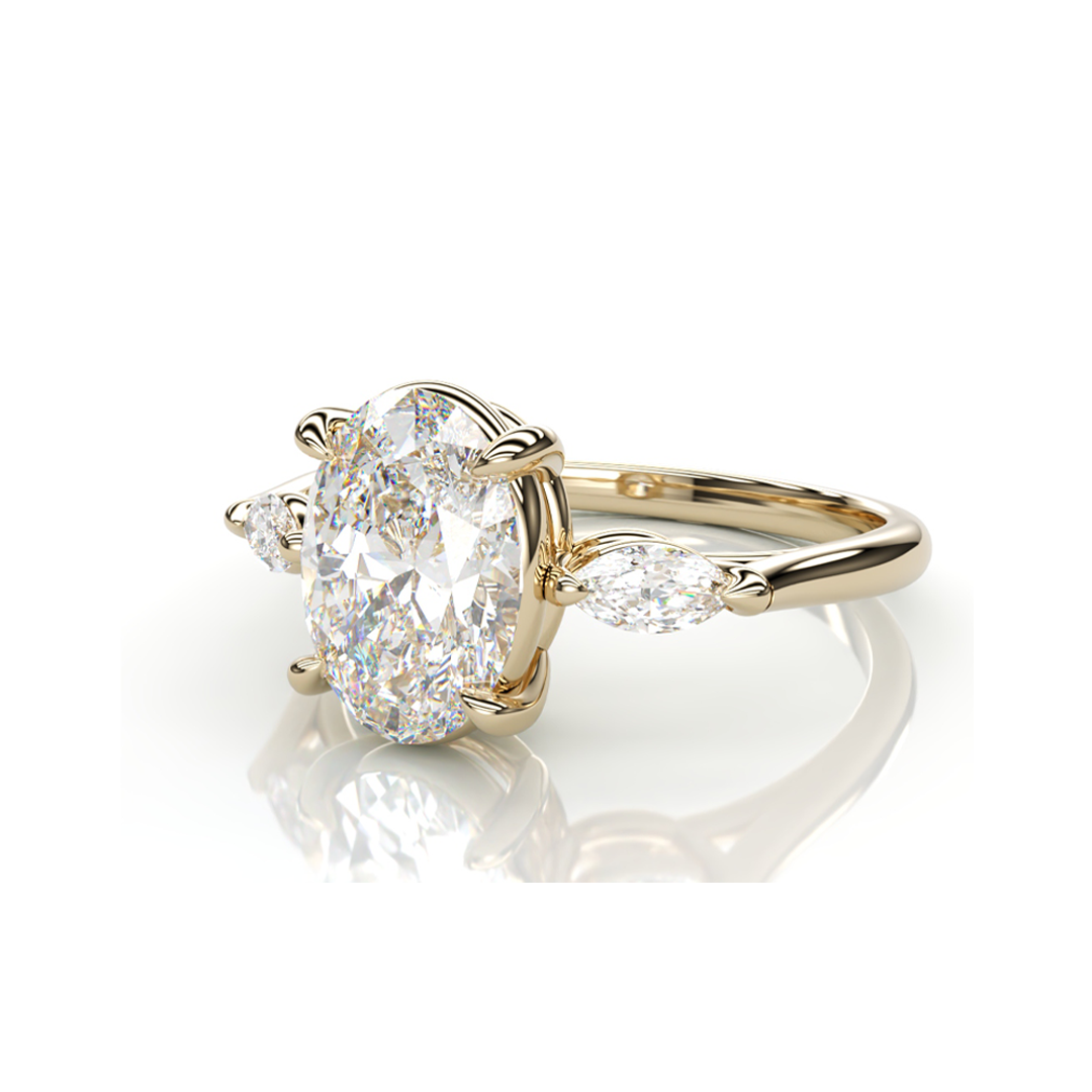 18K Yellow Gold Oval LAB Diamond Ring