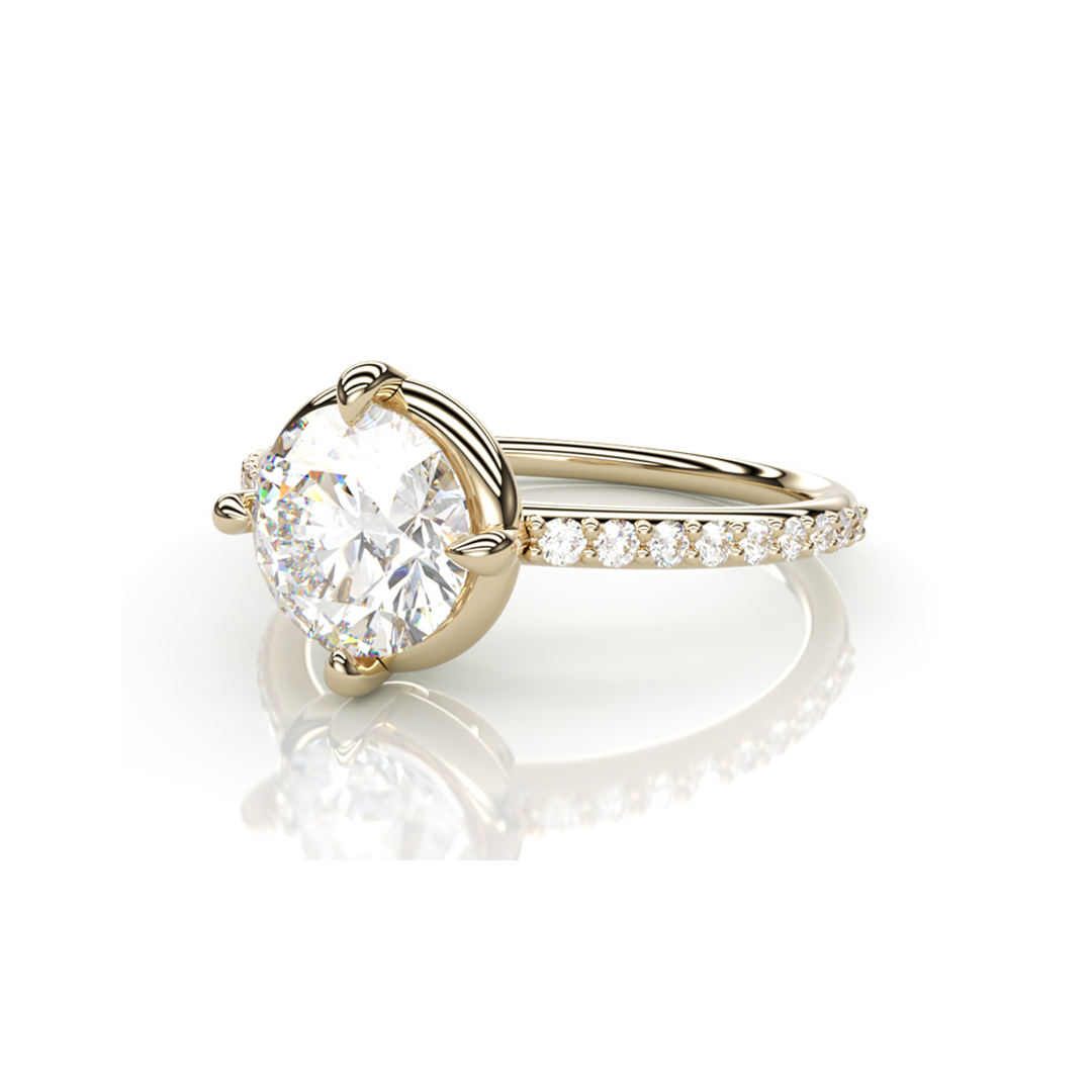 18Κ Yellow Gold Round Diamond Ring
