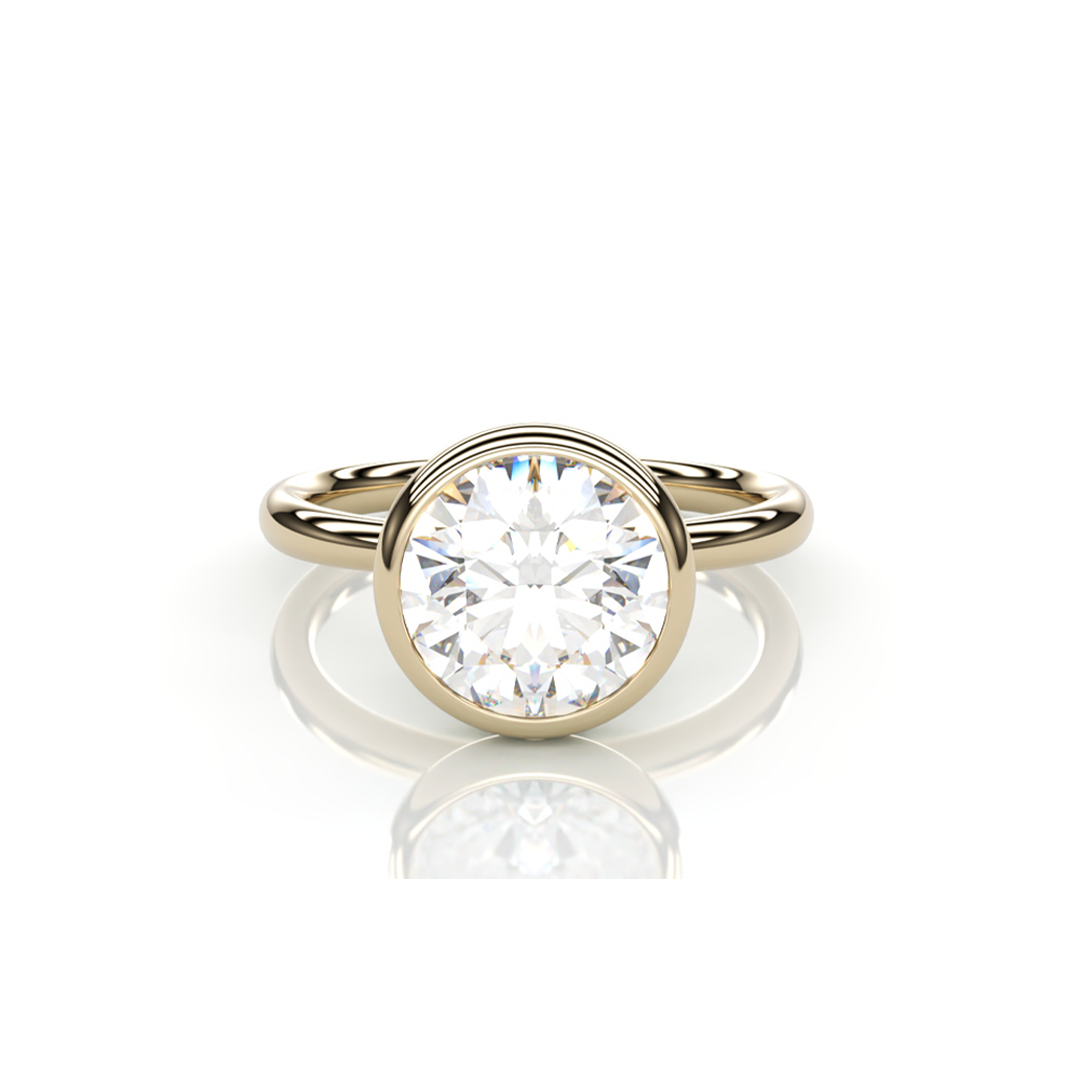18K Yellow Gold Round LAB Diamond Ring