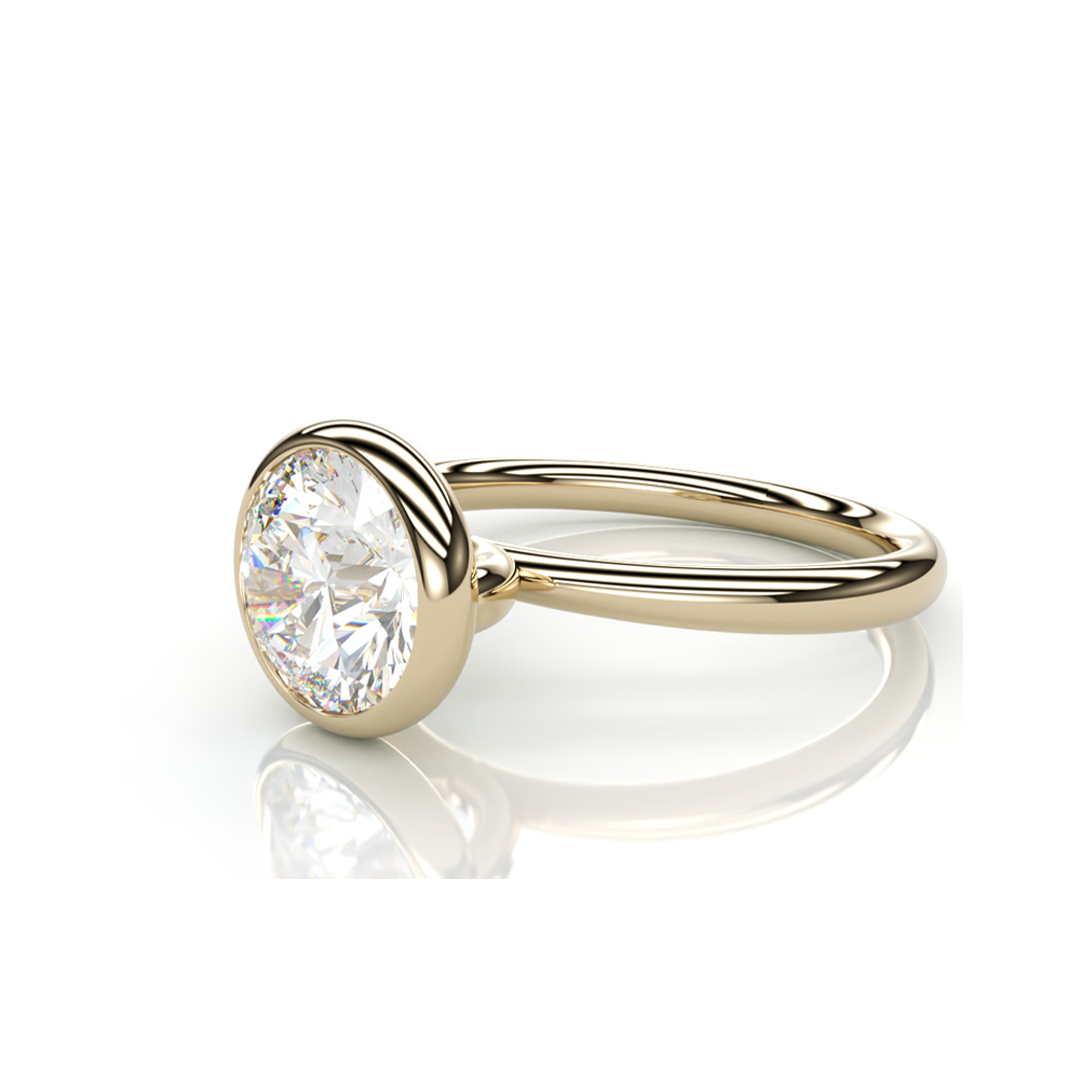 18K Yellow Gold Round LAB Diamond Ring