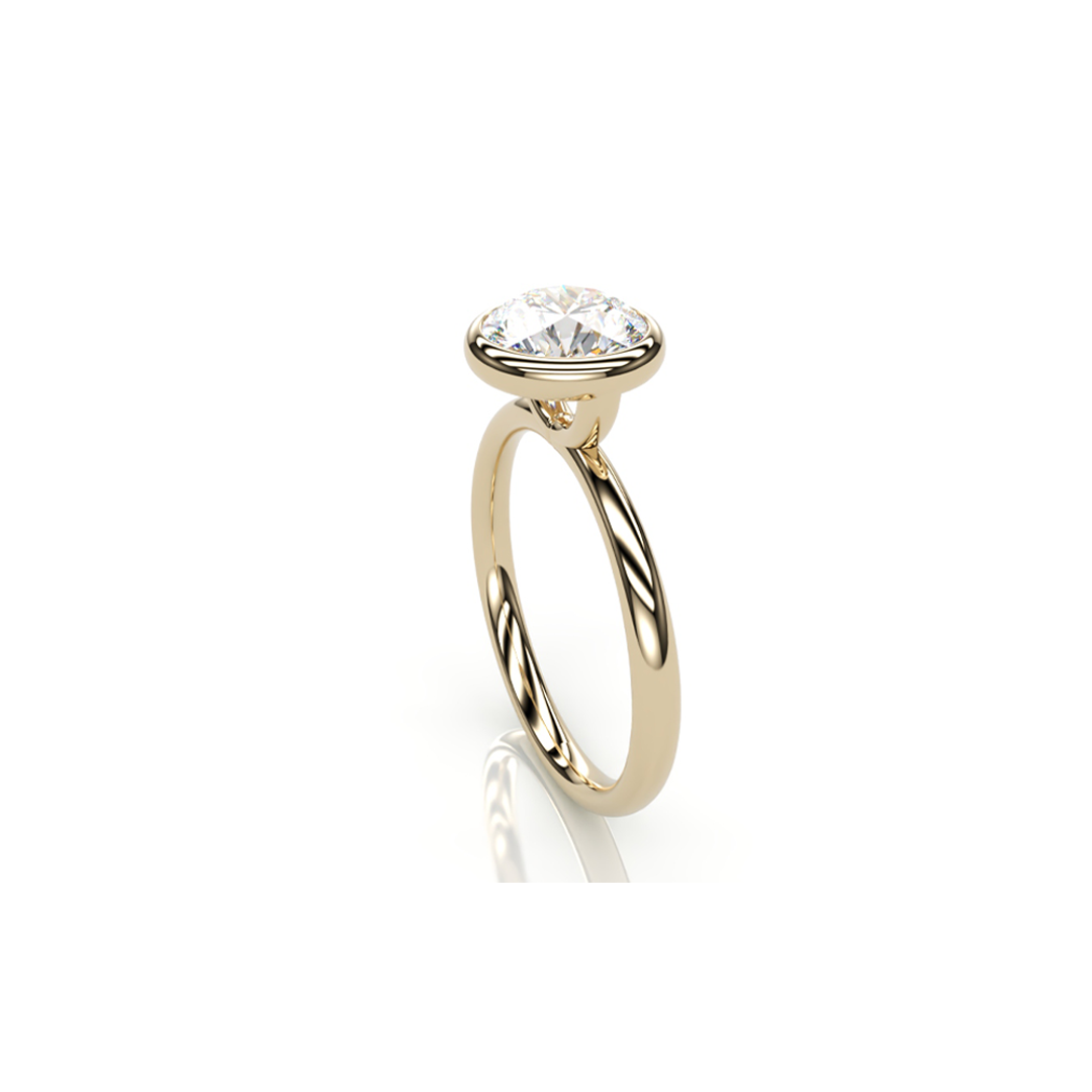 18K Yellow Gold Round LAB Diamond Ring
