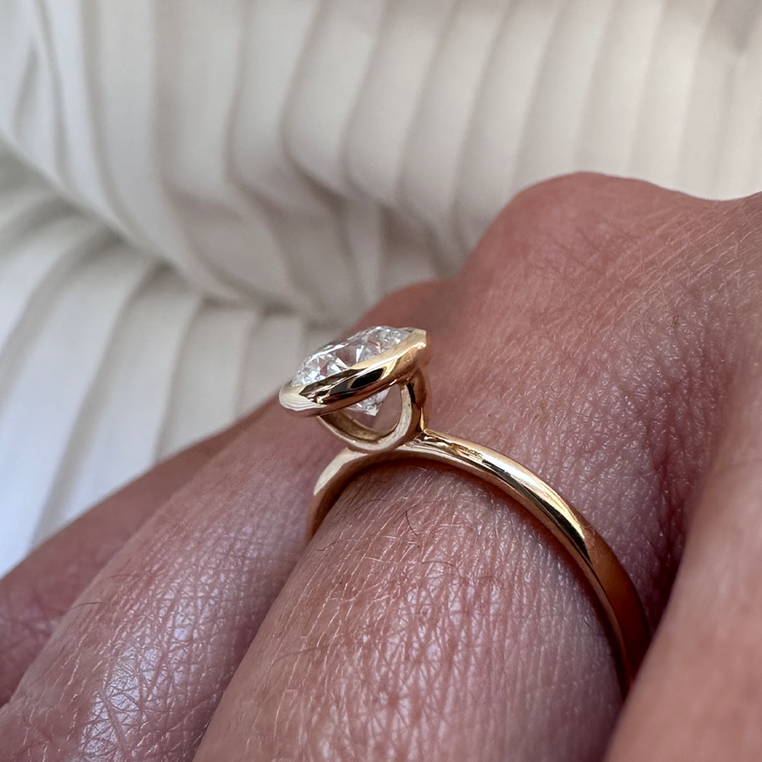 18K Yellow Gold Round LAB Diamond Ring