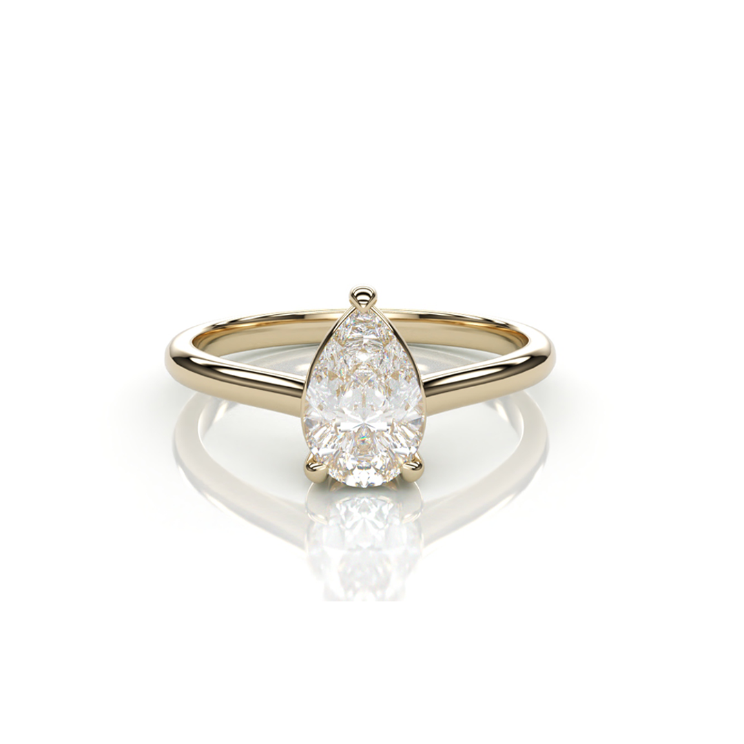 18Κ Yellow Gold Pear LAB Diamond Ring