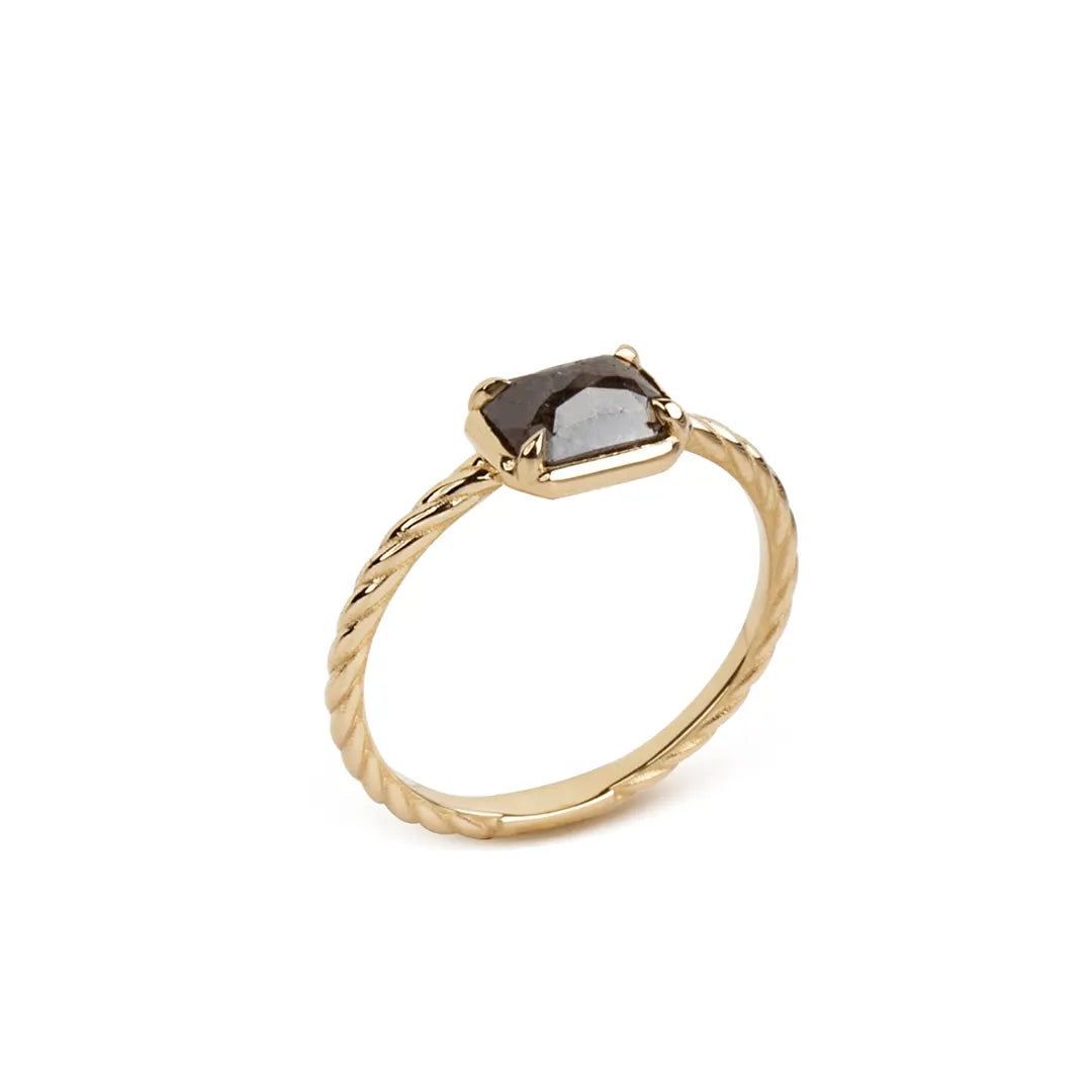14K Gold Rectangular Rosecut Diamond Ring
