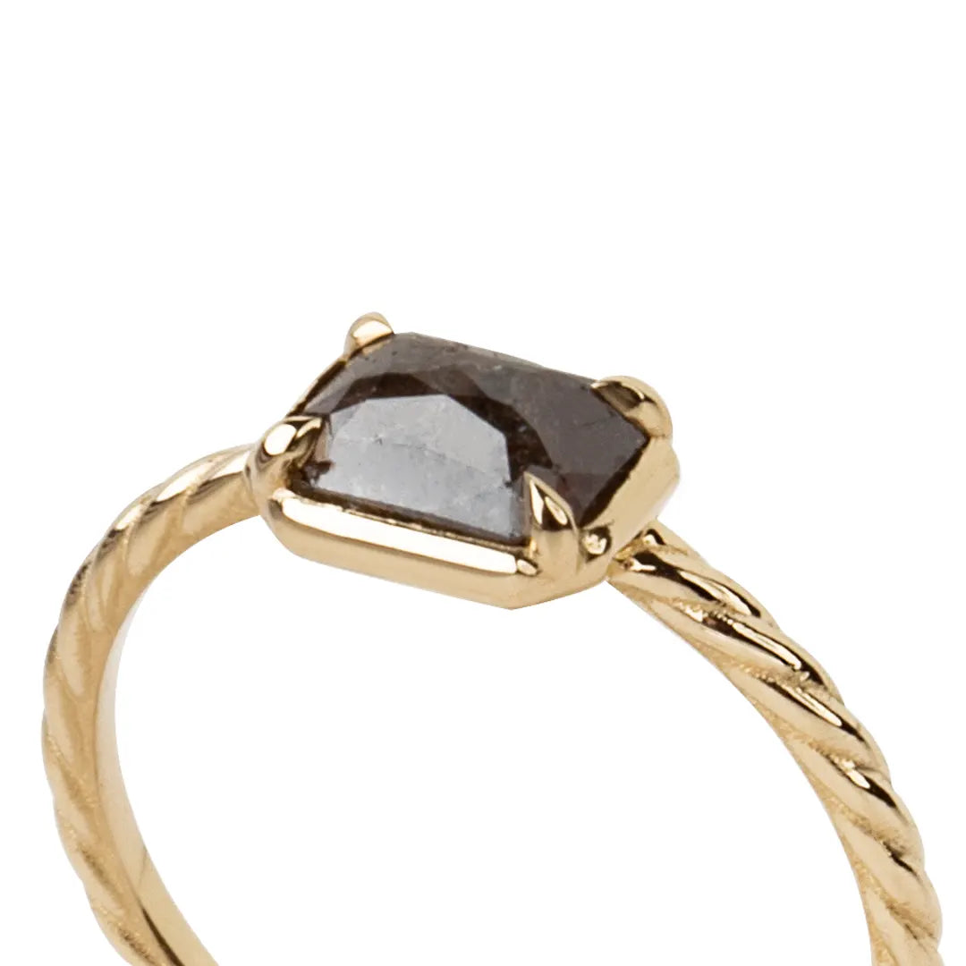 14K Gold Rectangular Rosecut Diamond Ring