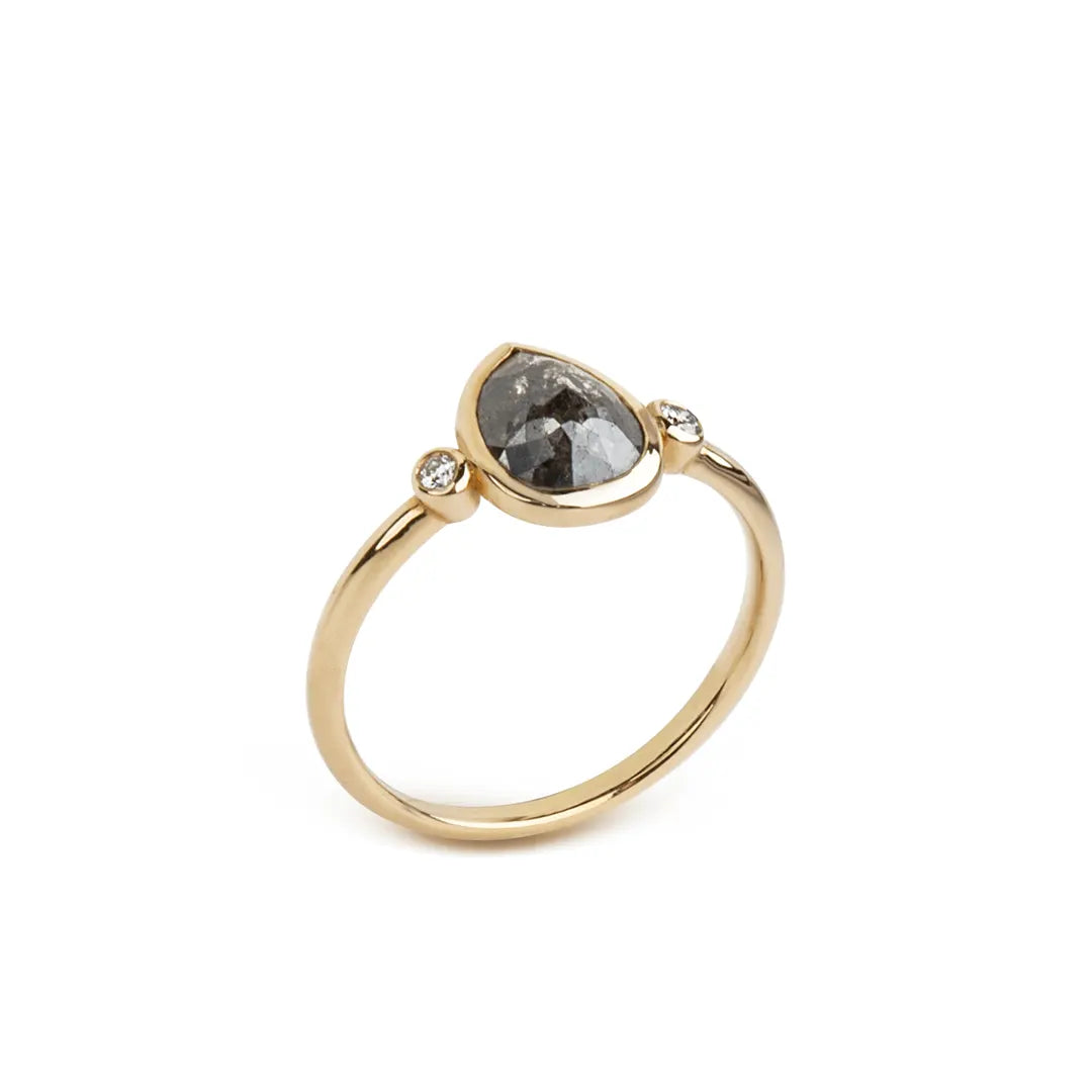 14K Gold Pear Rosecut Diamond Ring