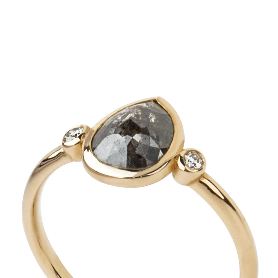 14K Gold Pear-Shaped Rosecut Diamond Ring