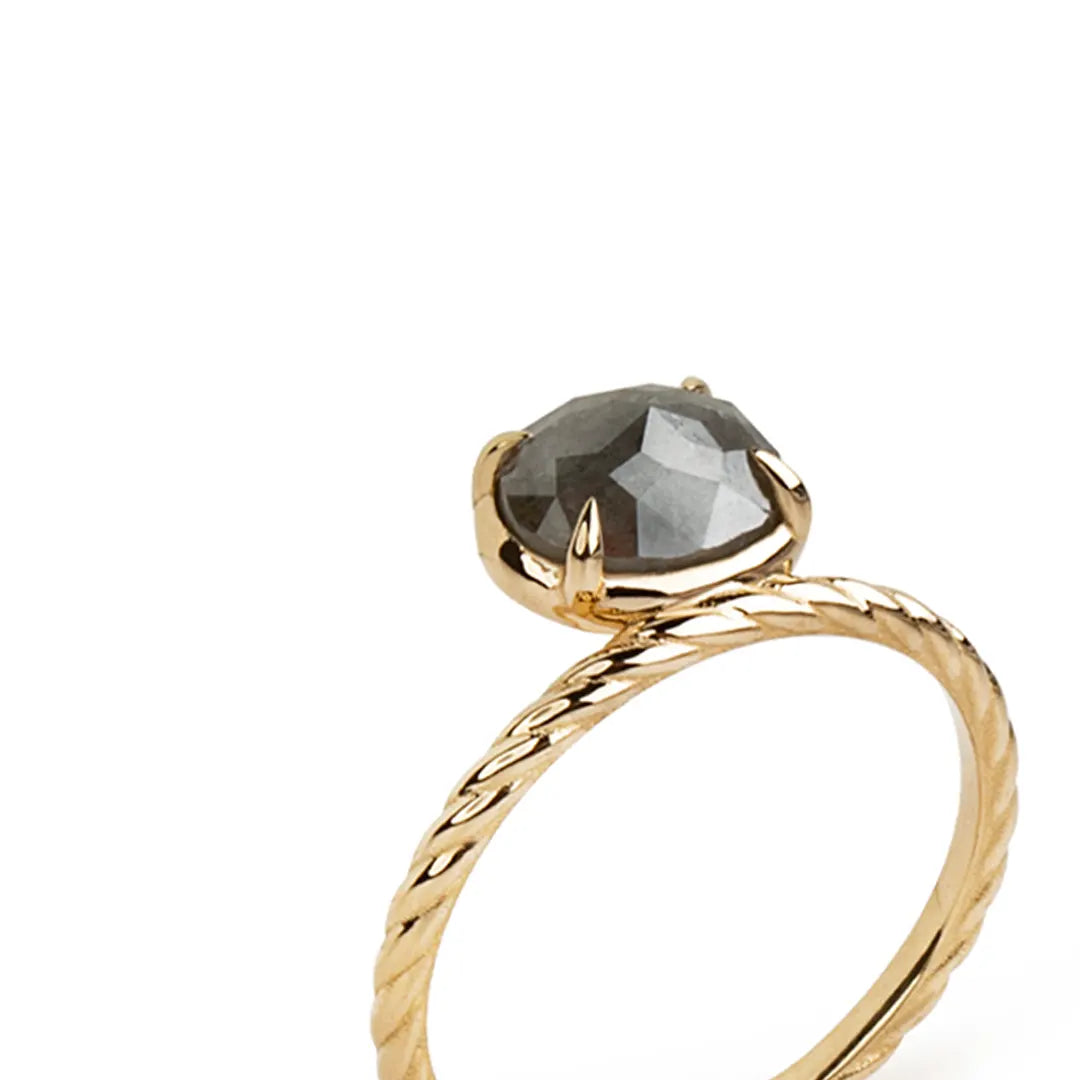 14K Gold Oval Rosecut Diamond Ring