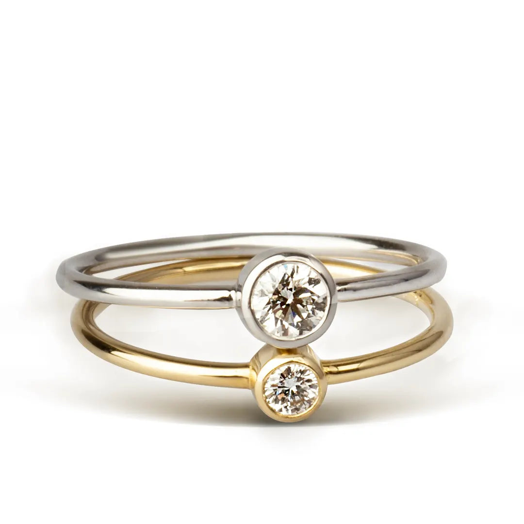 14K Gold Round Diamond Minimal Ring