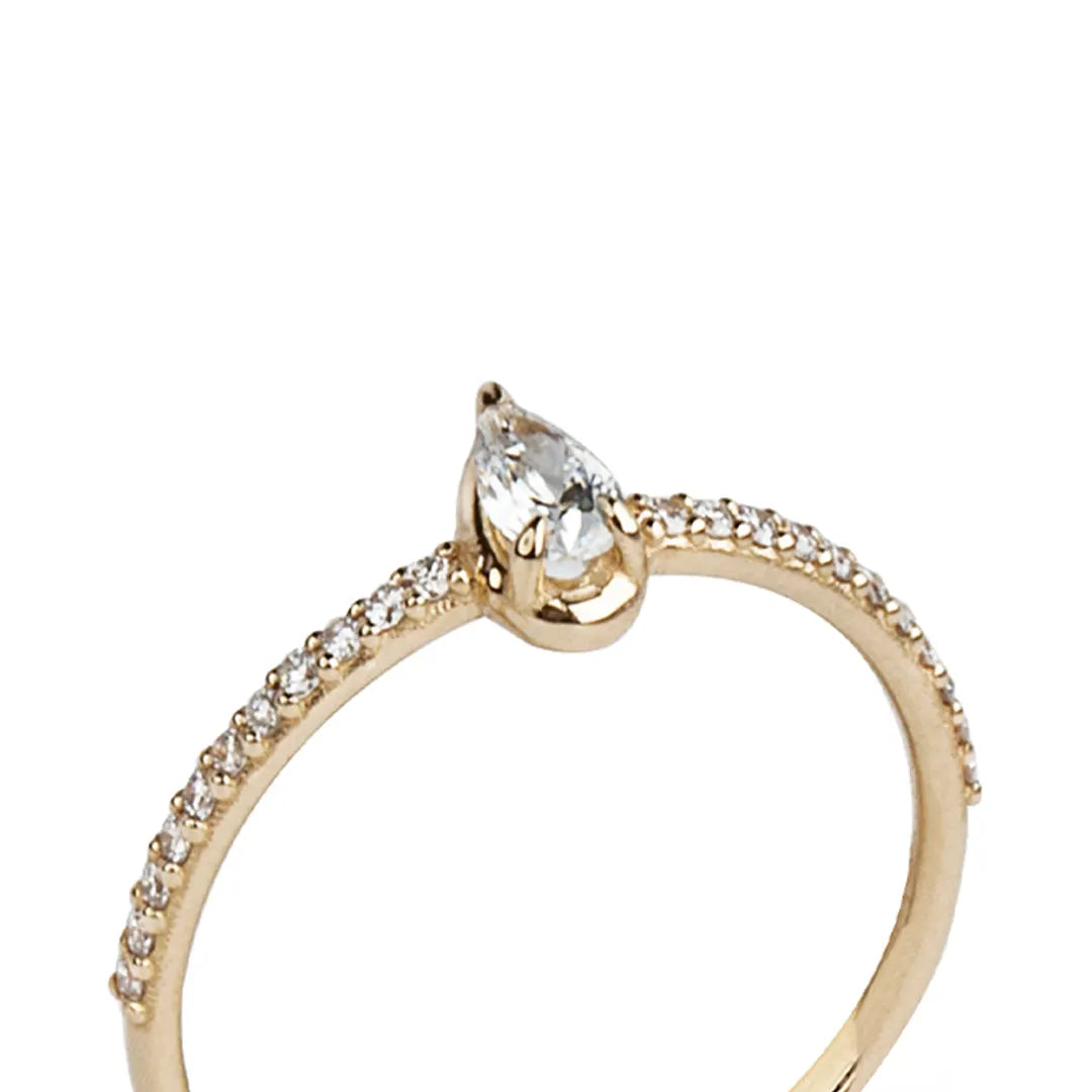 14K Gold Pear-Shaped Diamond Ring