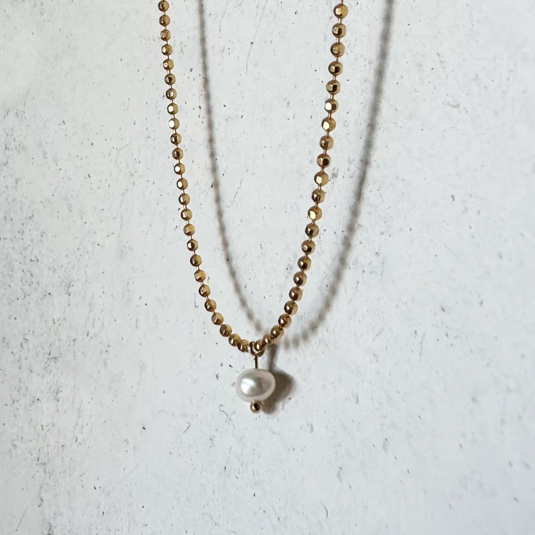 14K Gold Anklet Ball chain with pearl