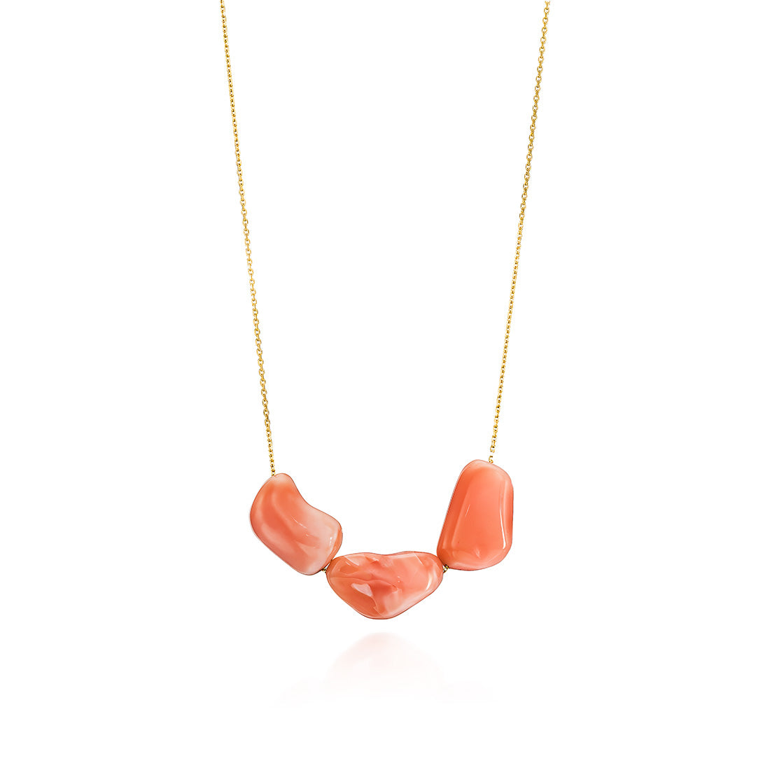 14Κ Gold Necklace with 3 Natural Corals