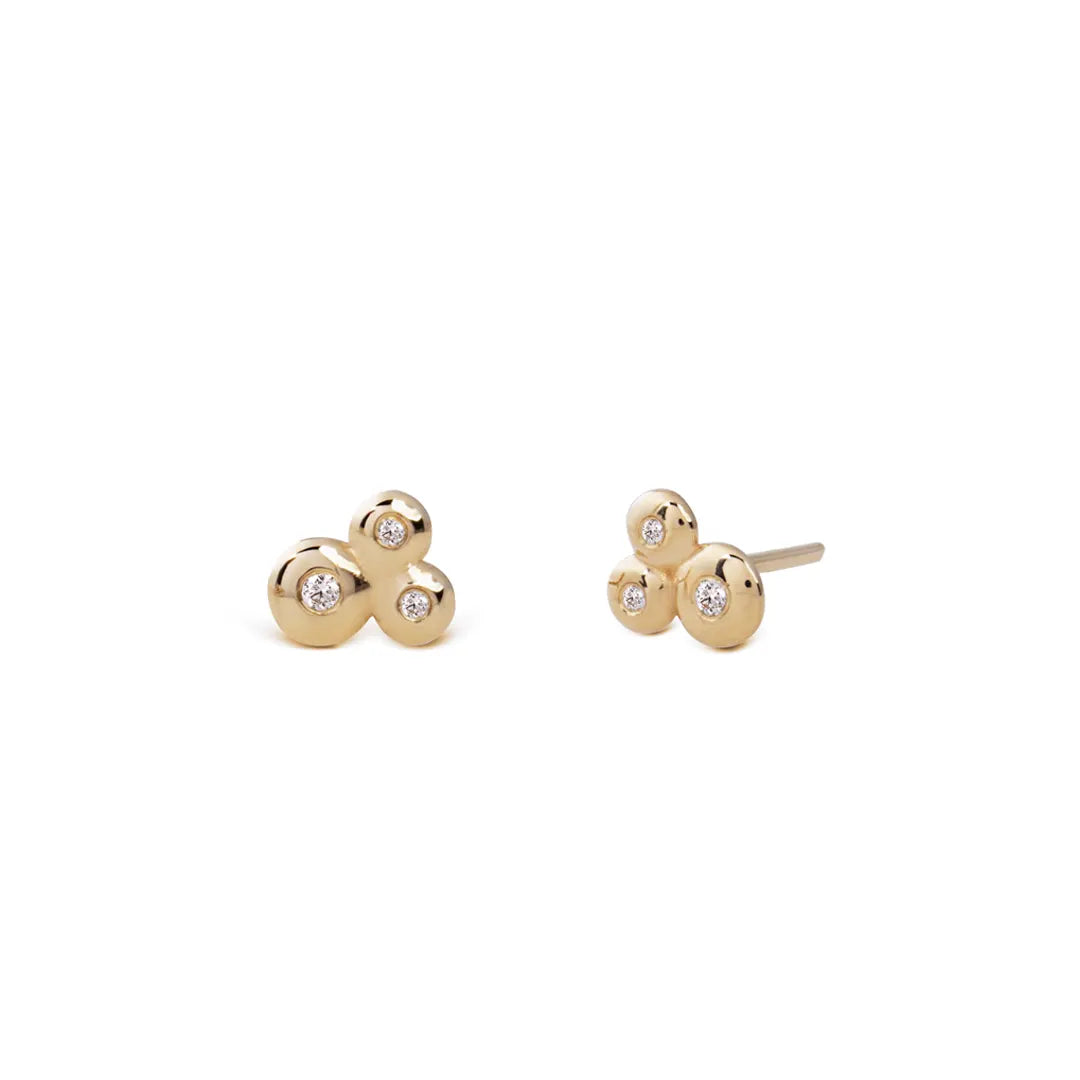 14K Gold Earrings with 3 "Bubble" Diamonds