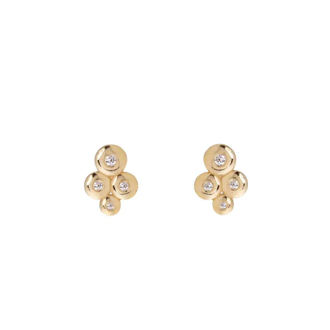 14K Gold Earrings with 4 "Bubble" Diamonds