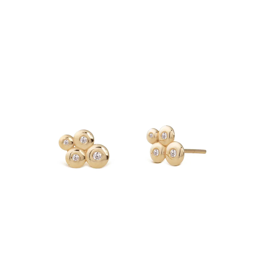 14K Gold Earrings with 4 "Bubble" Diamonds