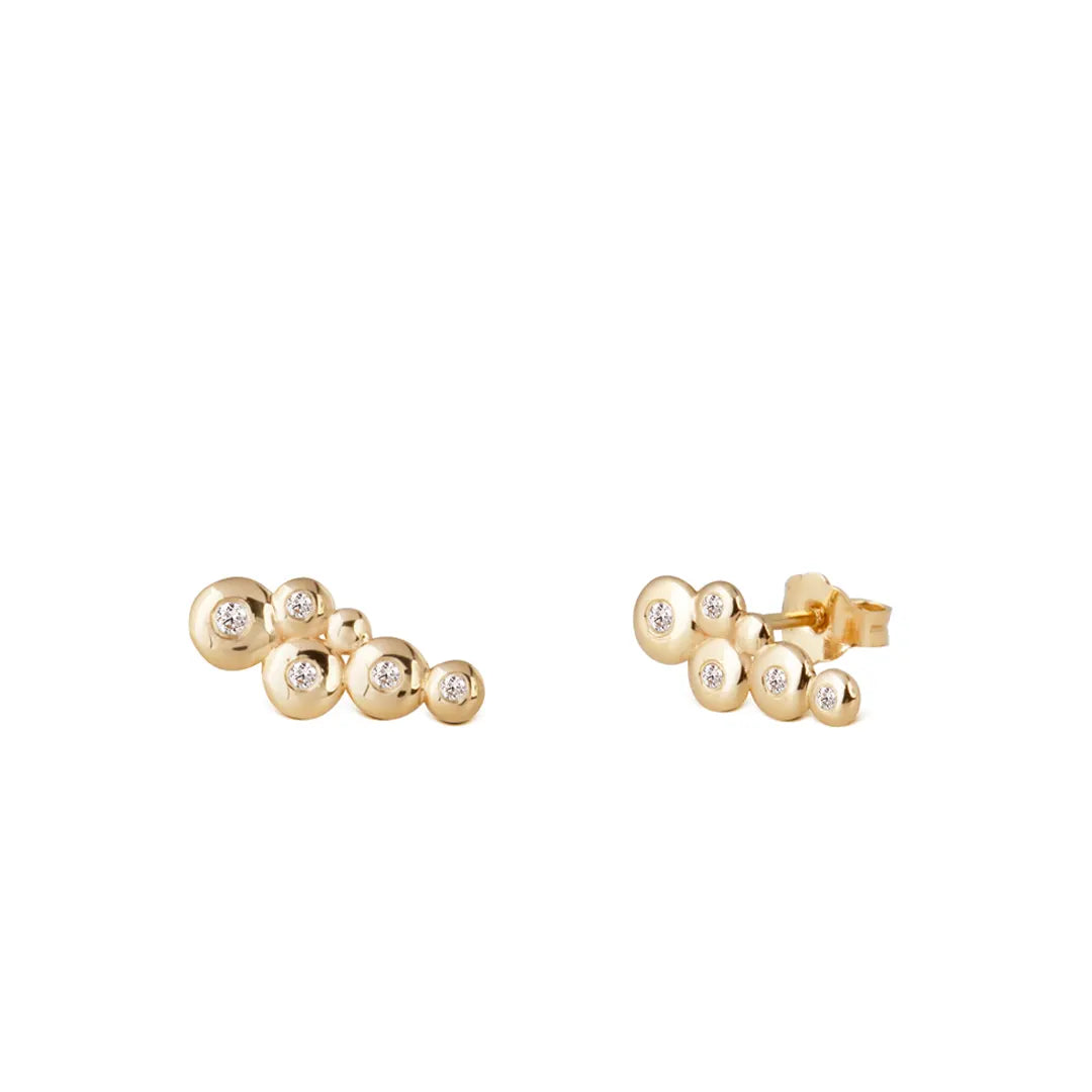 14K Gold Earrings with 5 "Bubble" Diamonds