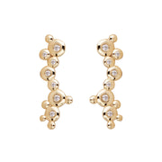14K Gold Long Earrings with 7 "Bubble" Diamonds