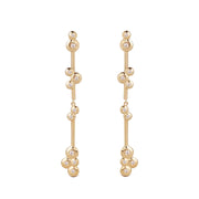 14K Gold Long line Earrings with 11 "Bubble" Diamonds