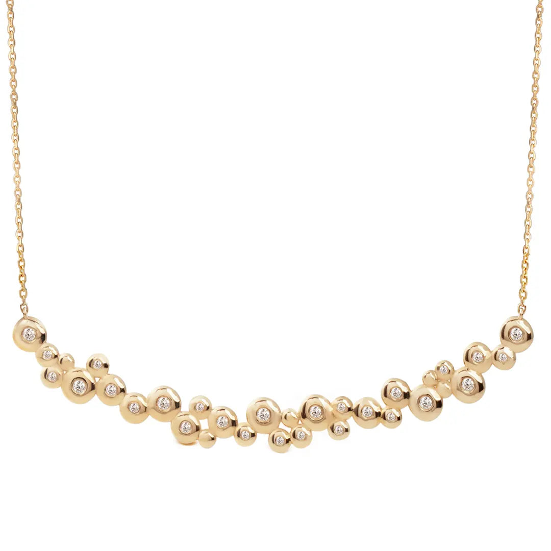 14K Gold "Bubble" Diamond Big Bar necklace