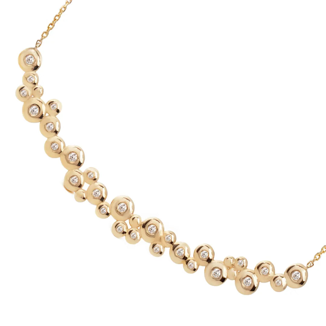 14K Gold "Bubble" Diamond Big Bar necklace