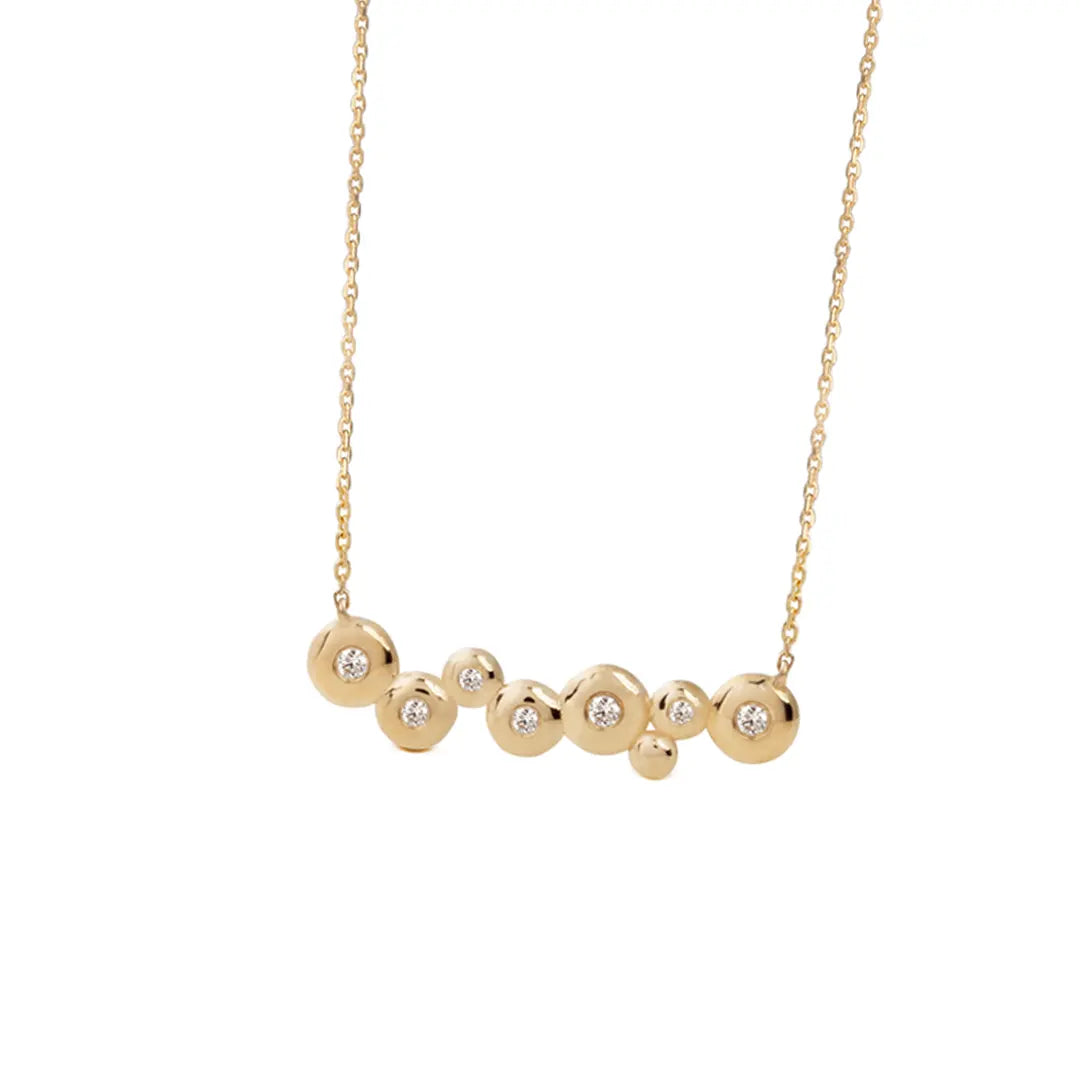 14K Gold "Bubble" Diamond Small Bar necklace