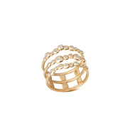 14K Gold Triple Band Ring with "Bubble" Diamonds