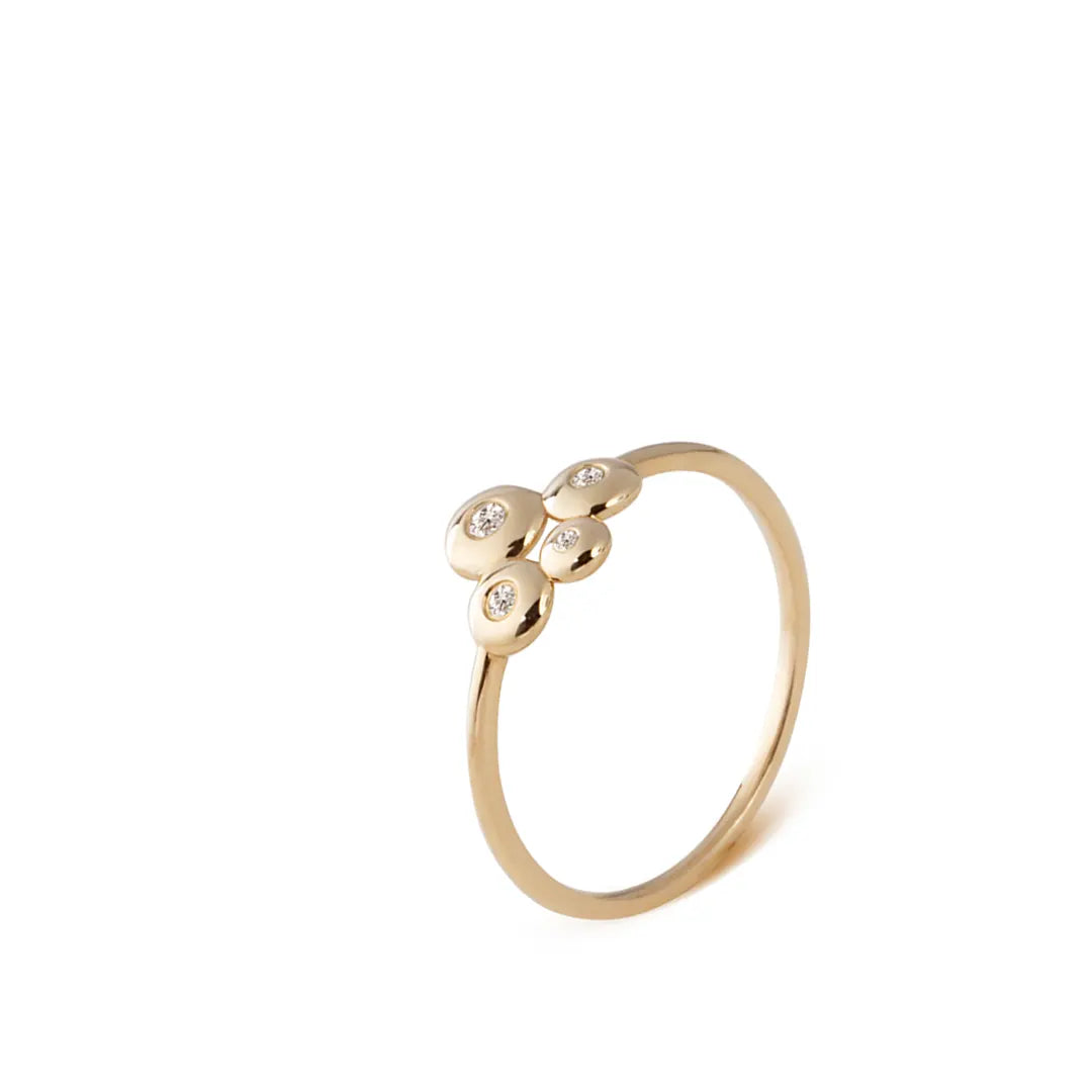 14K Gold Band Ring with 4 "Bubble" Diamonds