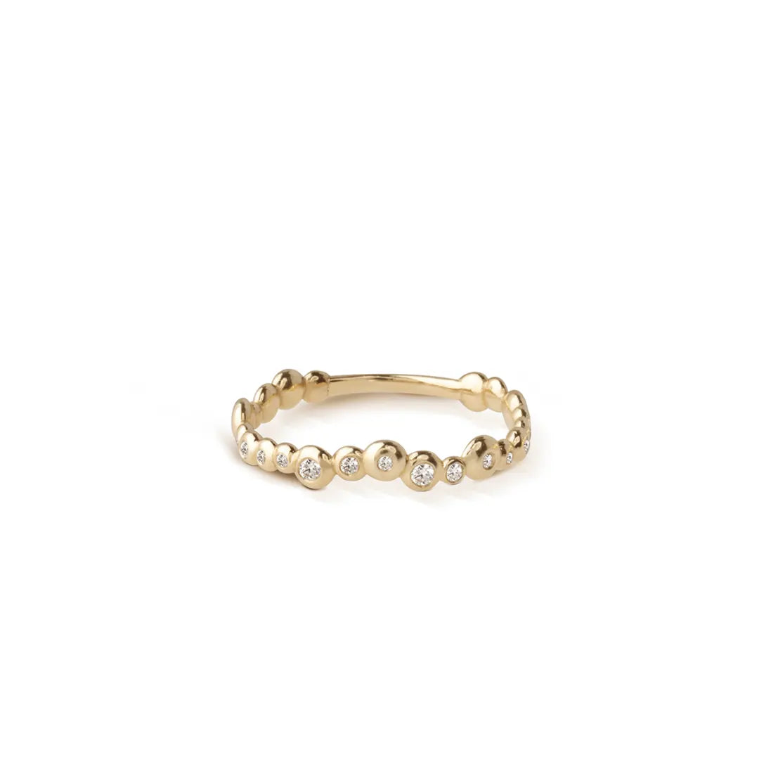 14K Gold all over  irregular "Bubble" Diamonds Band Ring