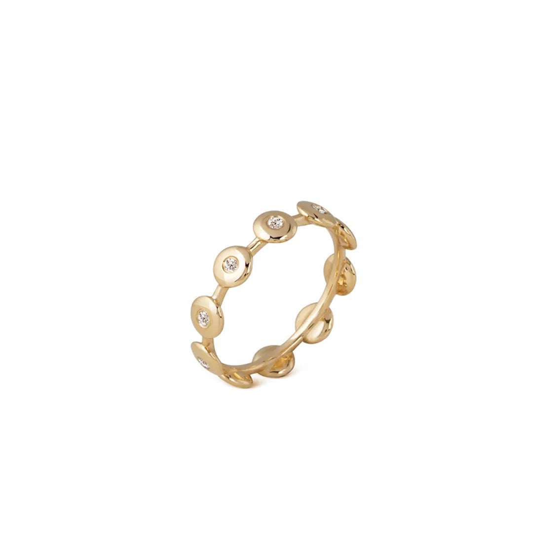 14K Gold all over Big "Bubble" Diamonds Band Ring