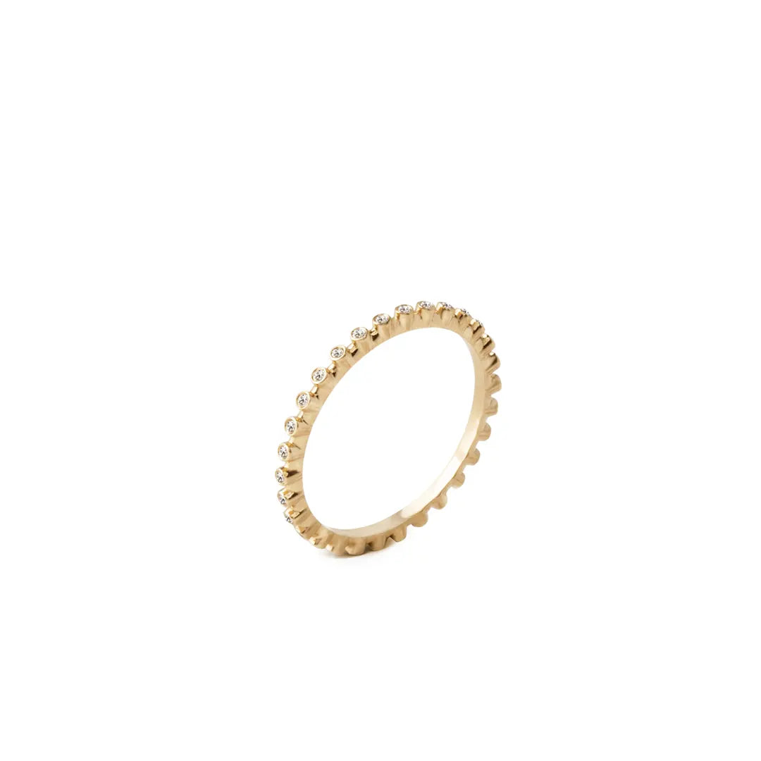 14K Gold paved "Bubble" Diamonds Band Ring
