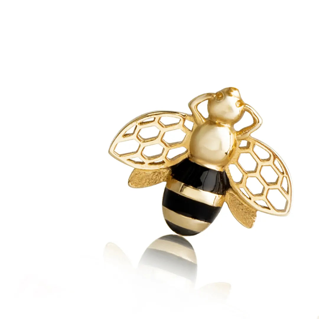 14k Gold Bee Earrings
