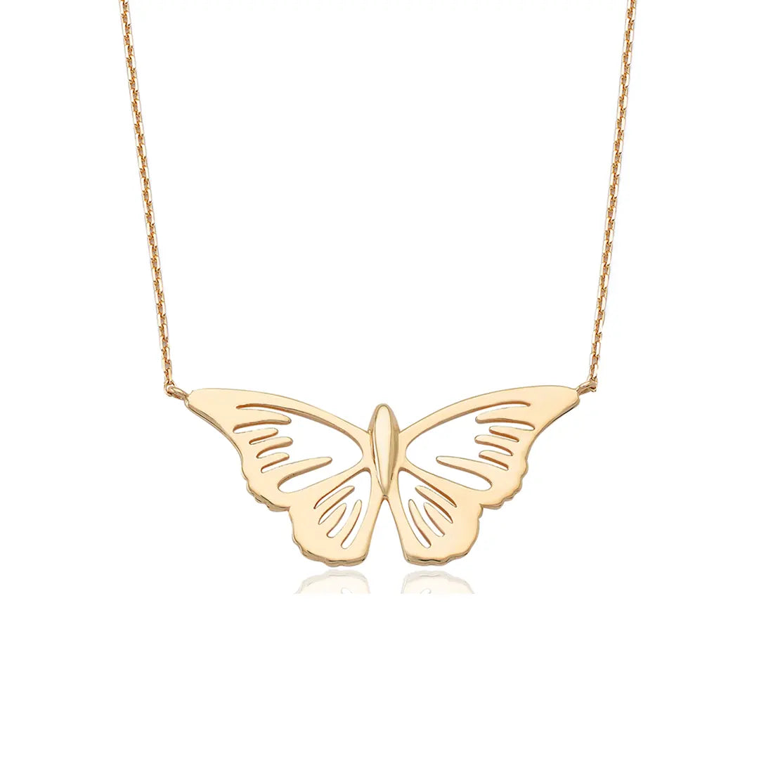14K Gold Perforated Butterfly Necklace