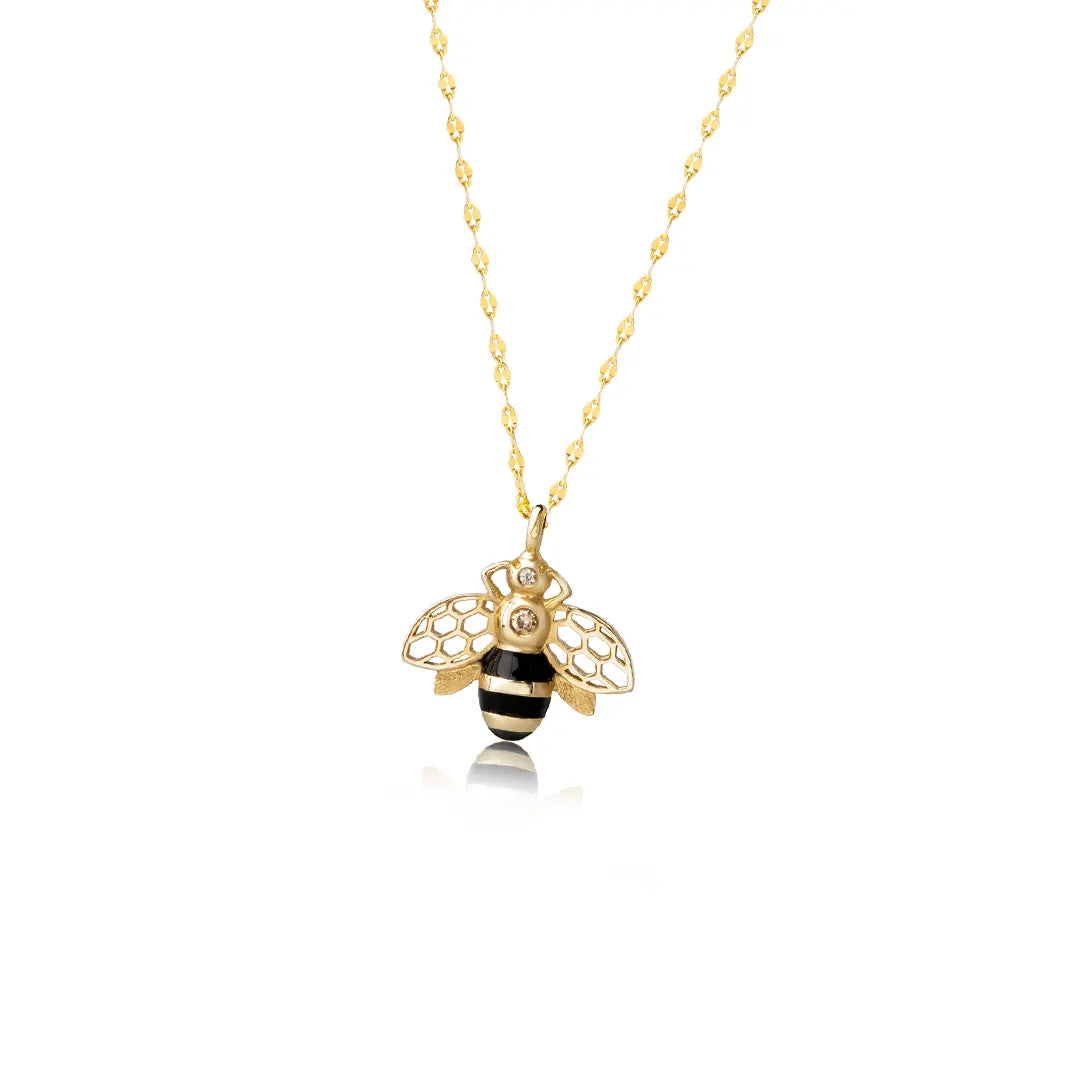 14k Yellow Gold Bee Necklace