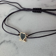 14K Gold Tiny Black Heart Bracelet