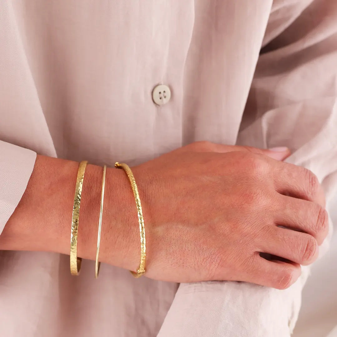 14K gold Thin Open Bracelet with 2 Dots