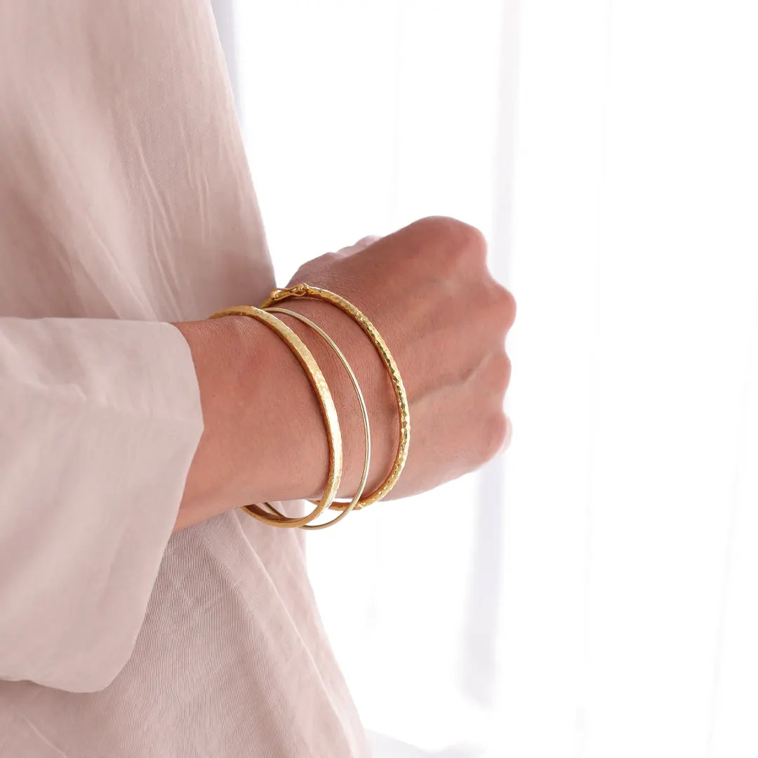 14K gold Thin Open Bracelet with 2 Dots