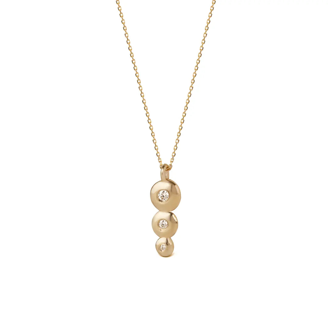 14K Gold Necklace with 3 “Bubble” Diamonds vertical