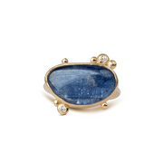 14K Gold  Irregular Kyanite Ring with 2 Diamonds