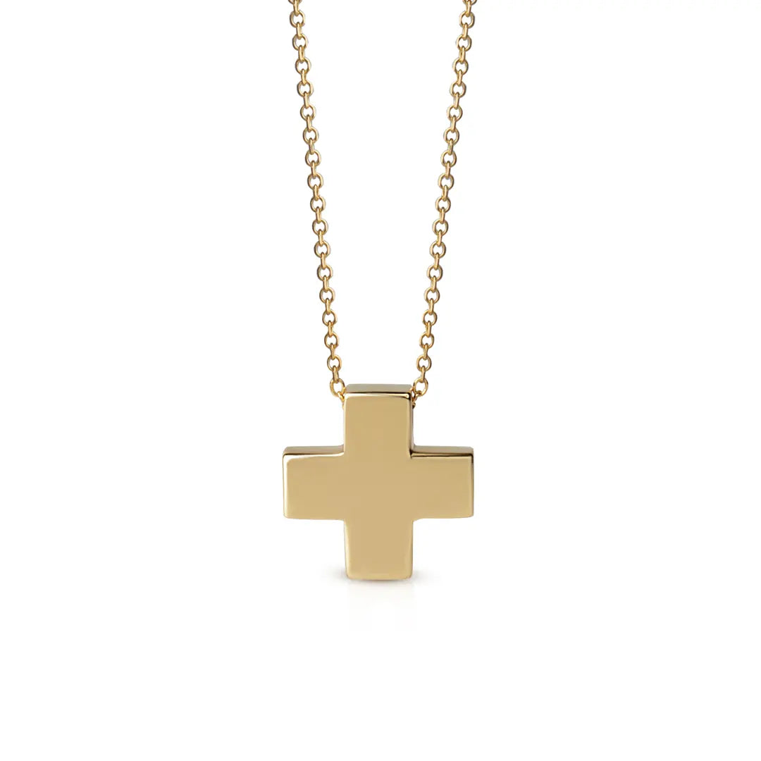 Tiny Squared Gold Cross Pendant