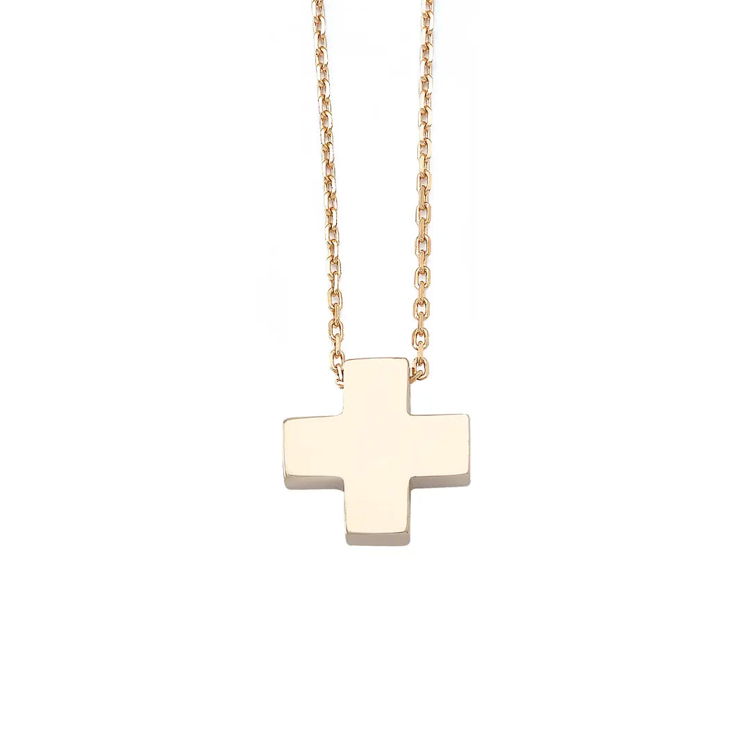 Tiny Squared Gold Cross Pendant
