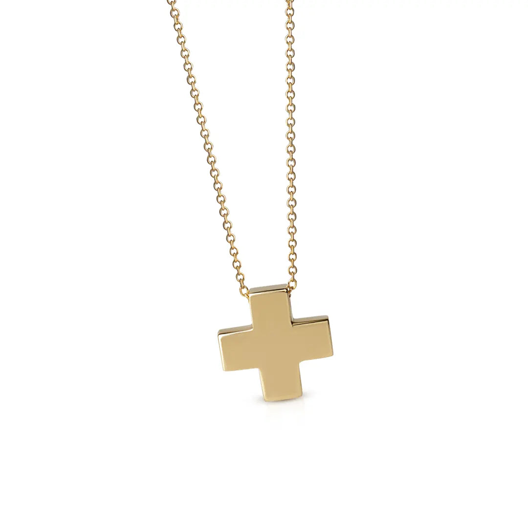 Tiny Squared Gold Cross Pendant