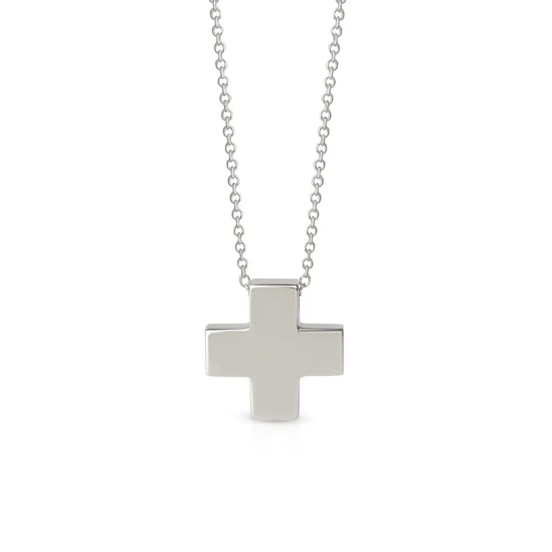 Tiny Squared Gold Cross Pendant