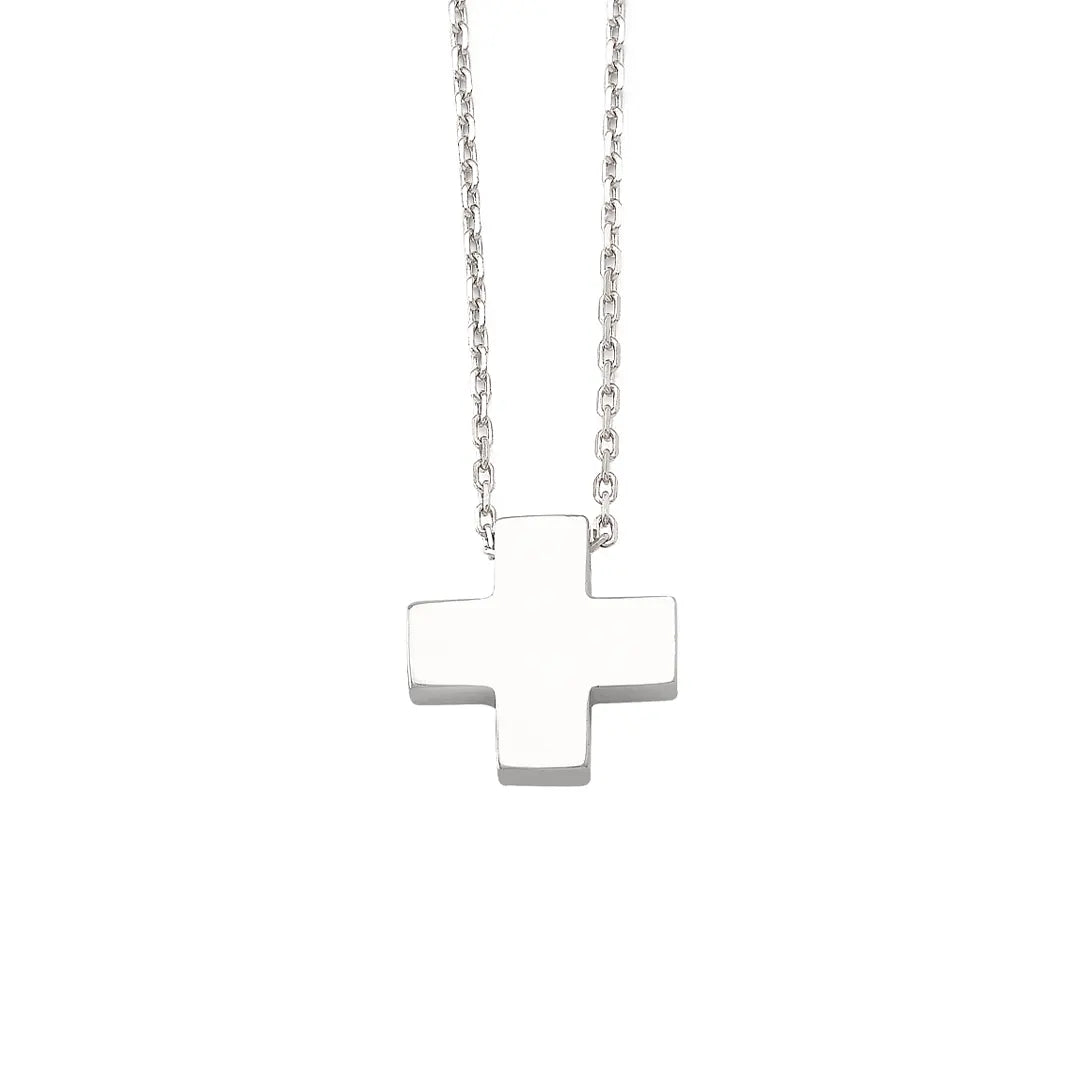 Tiny Squared Gold Cross Pendant
