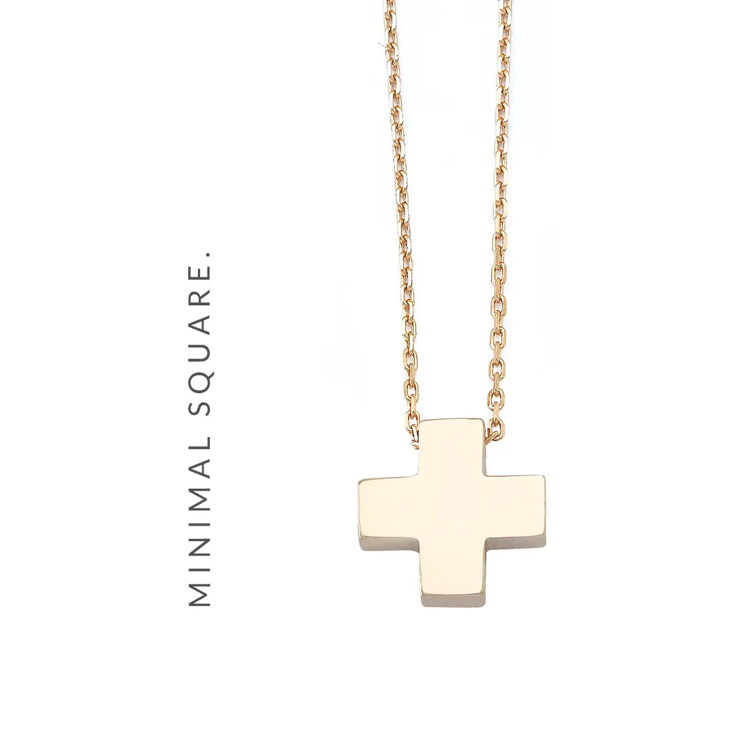 Tiny Squared Gold Cross Pendant