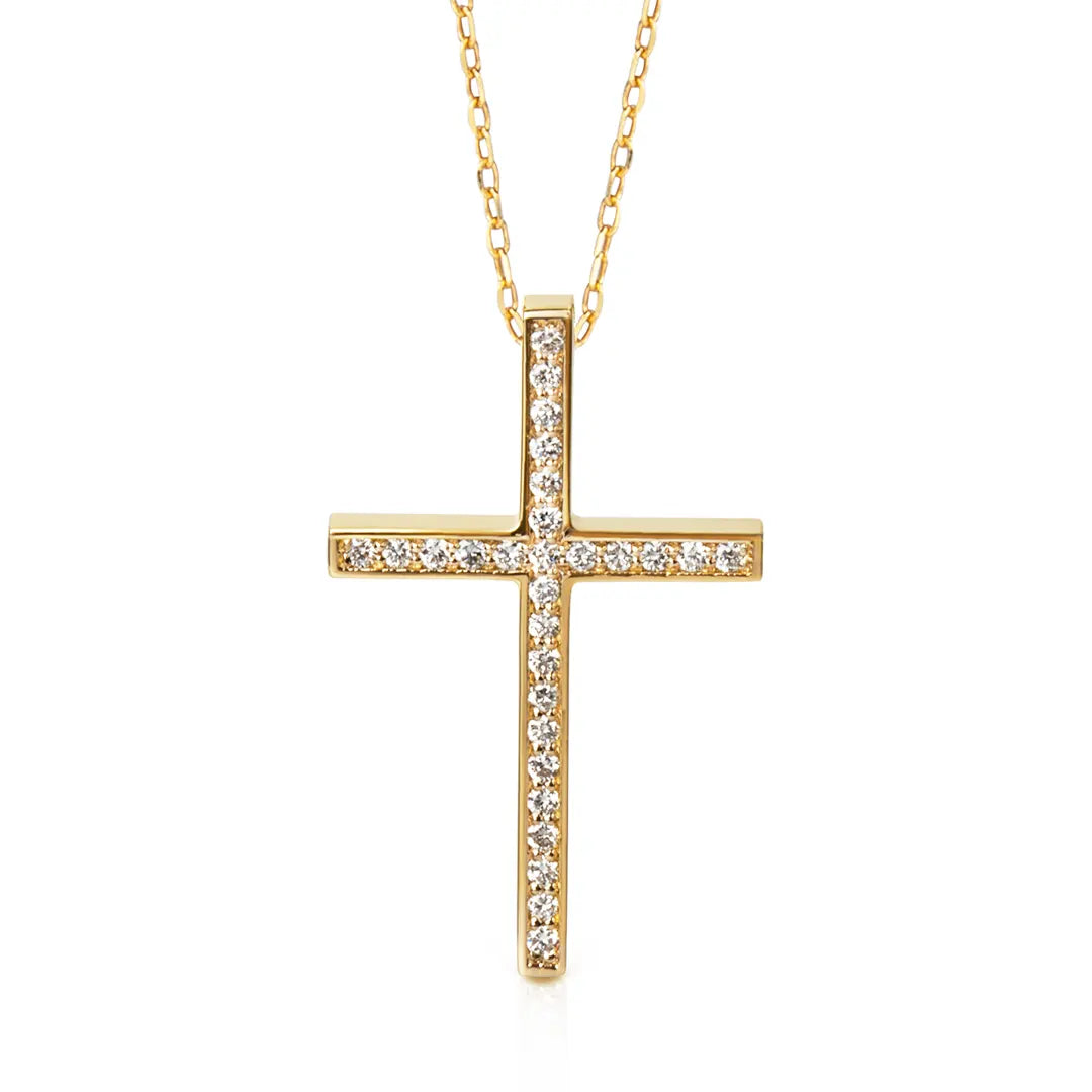 Thin Diamond Gold Cross Pendant