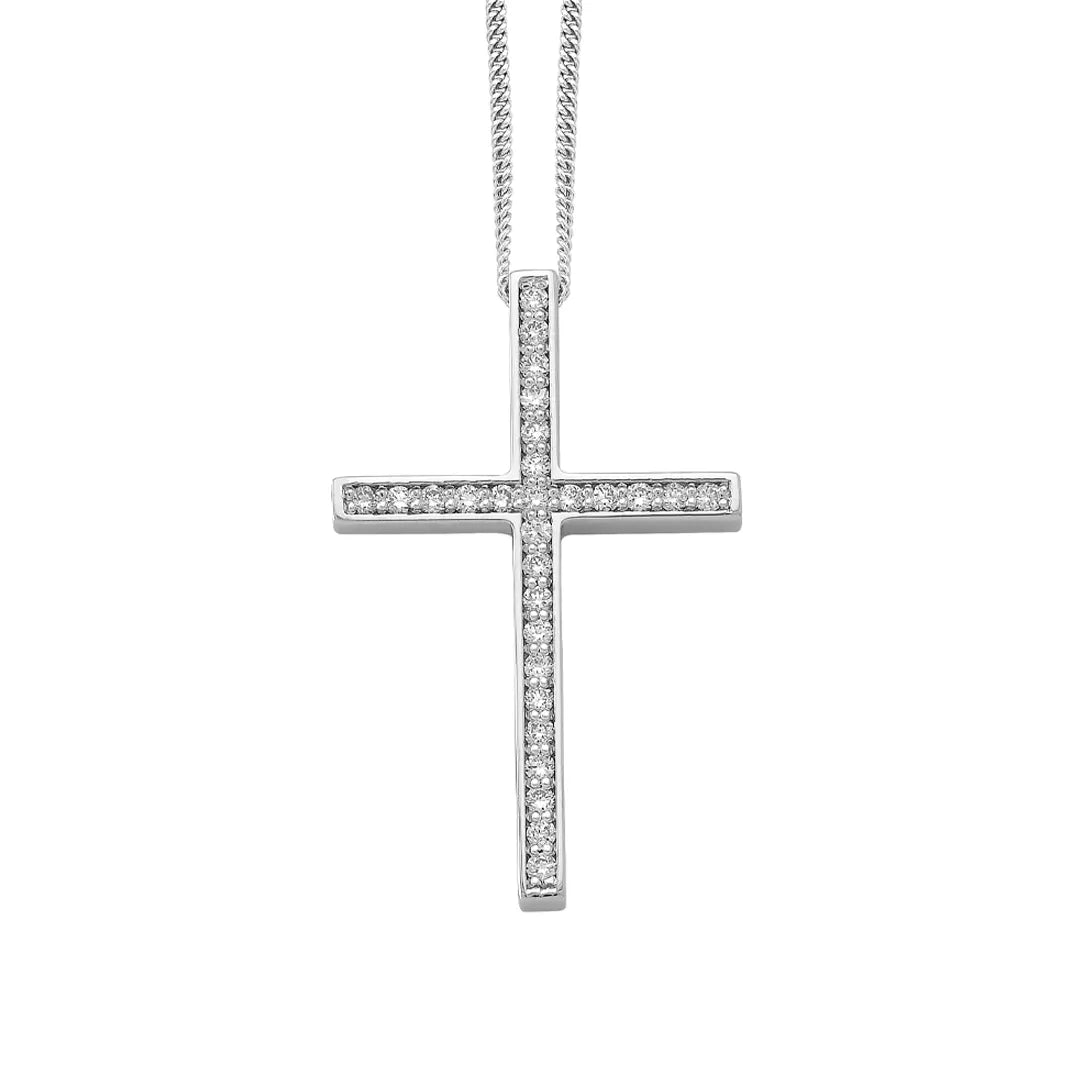 Thin Diamond Gold Cross Pendant