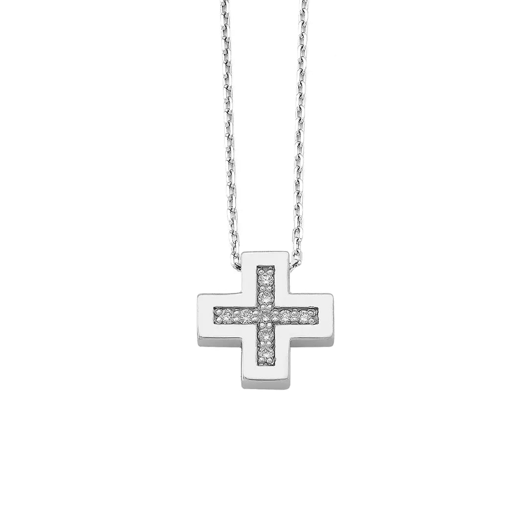 Tiny Square Diamond Gold Cross
