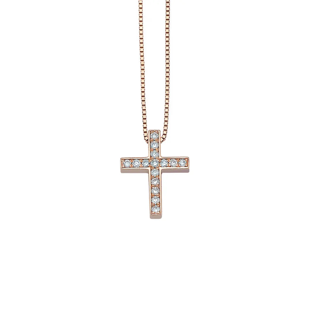 Tiny Diamond Gold Cross Pendant